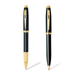 Sheaffer 100 Ballpoint Pen & Rollerball Pen Gift Set - Gloss Black Gold Trim - Picture 1